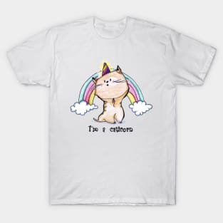Cat unicorn cute rainbow color print T-Shirt